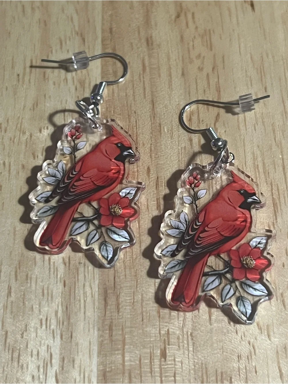 Red Cardinal Bird Earrings E209